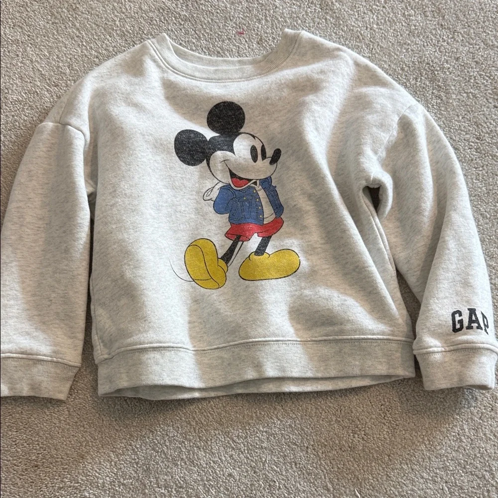 GAP Light Gray Mickey Mouse Graphic Pullover Sweatshirt